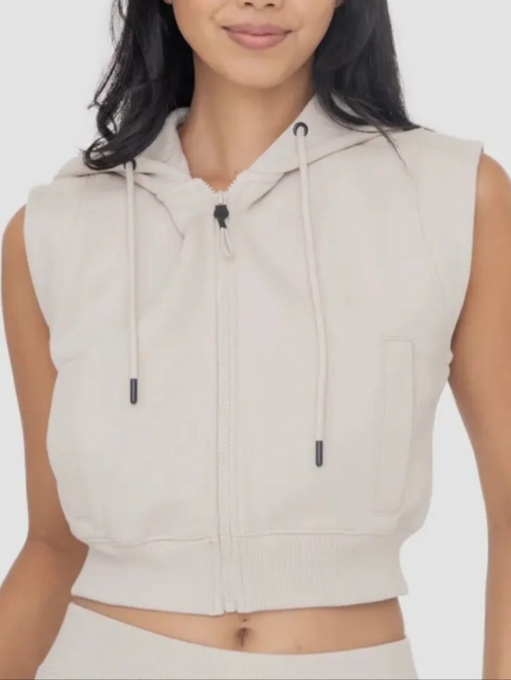 Brushed Fleece Cropped Hooded Vest